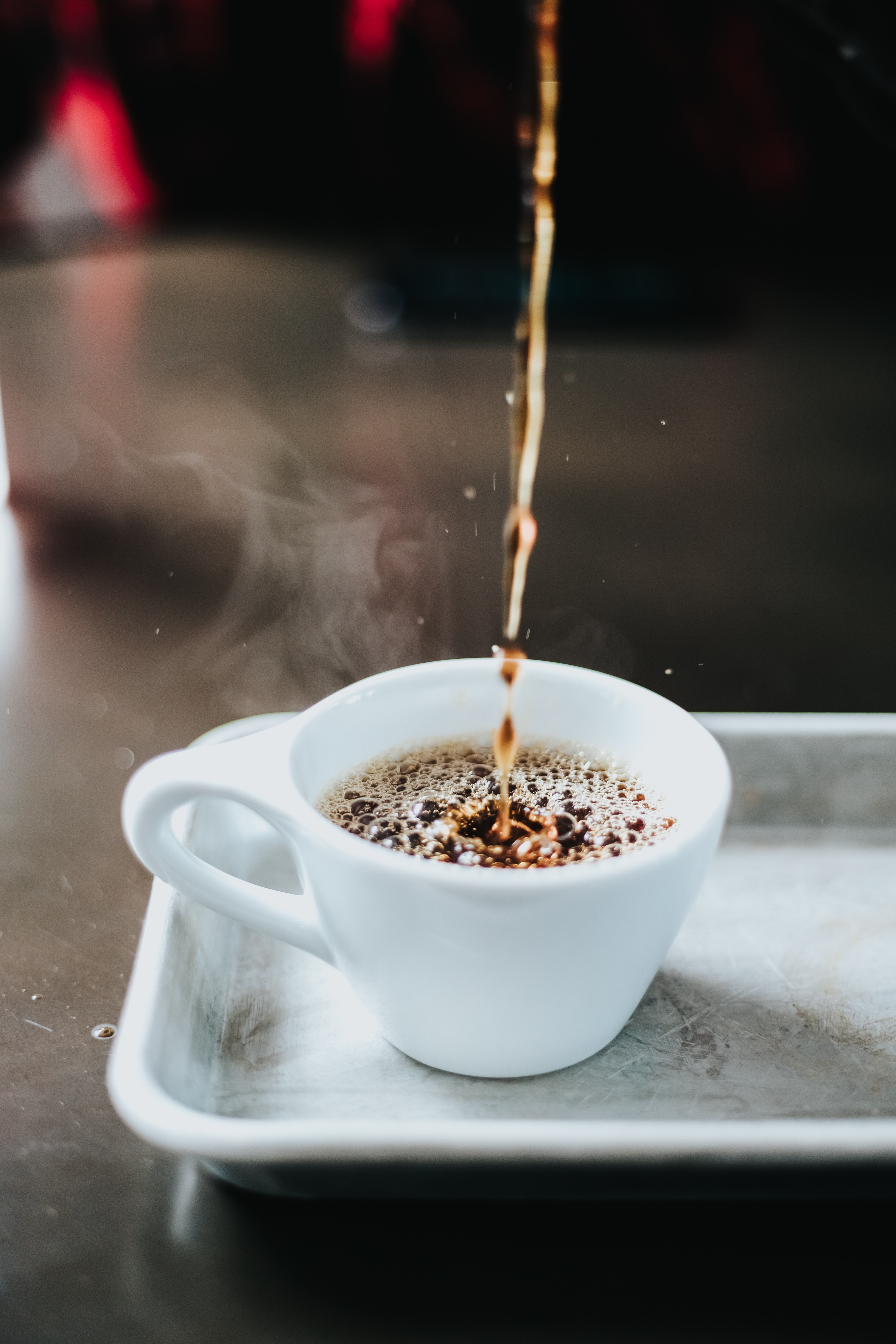 Closeup of pouring coffee